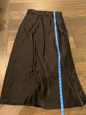 New With Tags By February Black Satin Slip Skirt Sz M thumbnail 6