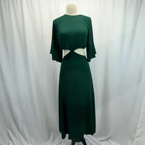 Reformation Benny Dress 4 Green Cut Out Flutter Sleeve Maxi Cali-Cool Bobo Chic thumbnail 2