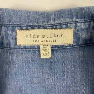 Side Stitch Shirt Womens XXS Light Blue Lyocell Chambray Button Down Tunic Top thumbnail 4