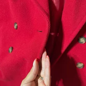 Old Navy Womens Large Long Red Double Breasted Peacoat‎ Trench Coat NWT thumbnail 5