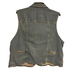 American Eagle Light Blue Zip Collared Denim Vest with Pockets Women's Size XXL thumbnail 4