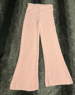 Womens XL Mini Society pink fuzzy knit flared lounge pants thumbnail 2
