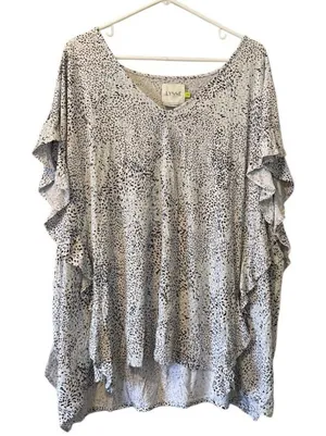 Lysse Size 3X White‎ Floral Sullivan Jersey Ruffle Tee Top Short Sleeve Office thumbnail 1