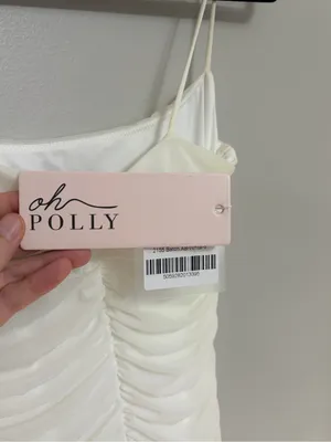 NEW Oh Polly Ruched Mesh Bodycon Dress in Oyster White - Size US 4 thumbnail 5