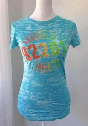 Coachella 92201 tshirt‎ Tee Size Small turquoise blue baby festival bright thumbnail 1