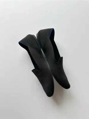 Rothy's The Loafer Black with Blue Trim Slip On Shoes thumbnail 7