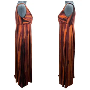 90s Y2K Babydoll Maxi‎ Dress 10 Moody Orange Empire Waist Fairy Grunge Slinky thumbnail 11