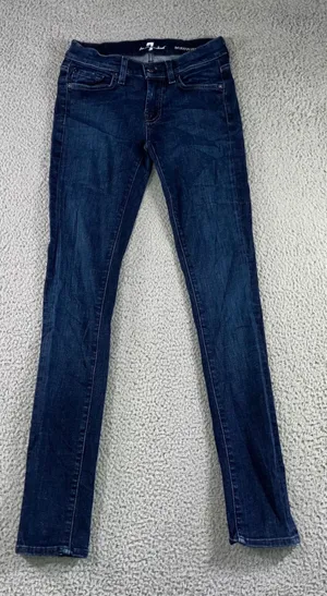 7 For All Mankind Roxanne Jeans Women 25x31 Low‎ Rise Dark Wash Slim Fit Stretch thumbnail 1
