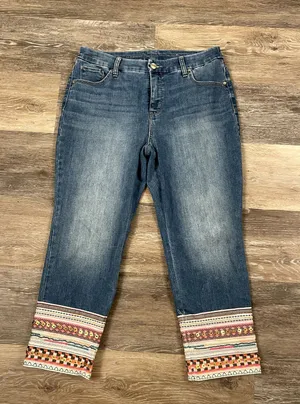 Chico's so slimming girlfriend slim leg crop medium wash jeans women's 8P NWOT thumbnail 1