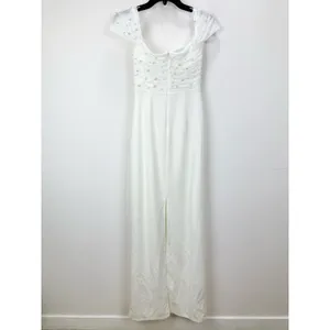 Lulus Immensely Charming White Mesh Pearl Bustier Maxi Dress Wedding Small NWT thumbnail 12