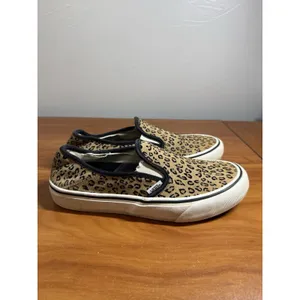 VANS WOMENS Mini Leopard Print SF Slip-On Sneakers Suede Marshmallow Size 9.5 thumbnail 4