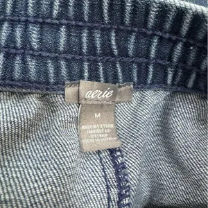 Aerie Chambray Pull On Drawstring Frayed Blue Shorts Medium thumbnail 4