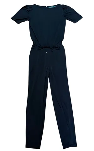 Lauren Ralph Lauren Black Jumpsuit Women's Small Gold Zipper Adjustable Waist thumbnail 1