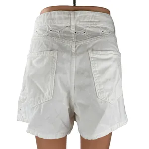 NEW Zara Women's White Eyelet Embroidery High Waisted Wide Leg Denim Shorts 10 thumbnail 4
