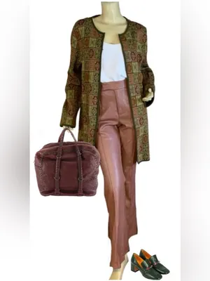 Avec Les Filles Brown Faux Leather Flare Leg Pants (S) thumbnail 2