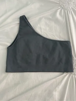 Set Active Sculptflex Ribbed One Shoulder Sports Bra in Slate thumbnail 3