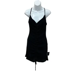 Lulu’s Black Sparkly Ruched Bodycon Mini Dress size S NWT thumbnail 5
