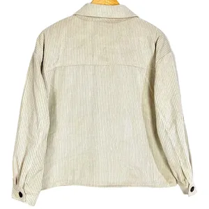 Corduroy Sherpa Lined Oversized Shacket Jacket M Button Up Soft Outerwear Beige thumbnail 6