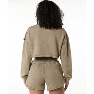 Alphalete Women's Terry Oversized Crop Pullover - Smockey Quartz , Size Small thumbnail 2