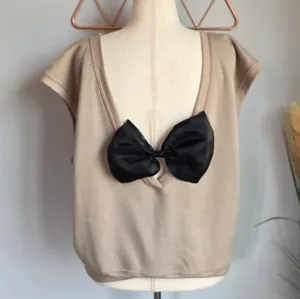Anthropologie, New, Maeve Tan Bow Back Balletcore Muscle Tee Shirt, Size XL thumbnail 7