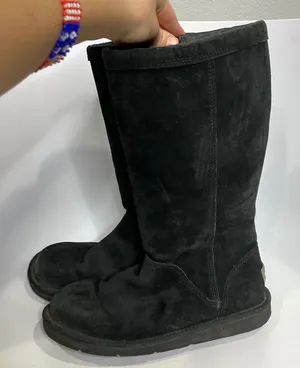 UGG Australia black tall boots side zipper black suede women's size‎ 7 trendy thumbnail 1