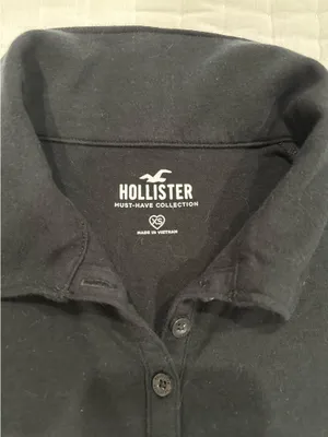 Hollister Black Cropped Basic Polo Size XS thumbnail 2