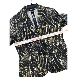 Requirements Artsy Floral Print Blazer Jacket M Tan Abstract thumbnail 5