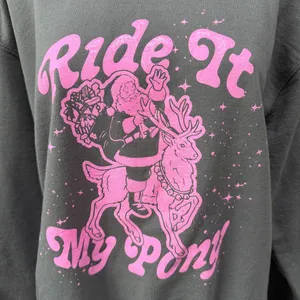 Girl Tribe Co Charlotte NC Ride It My Pony Santa Christmas Sweatshirt Reindeer thumbnail 3