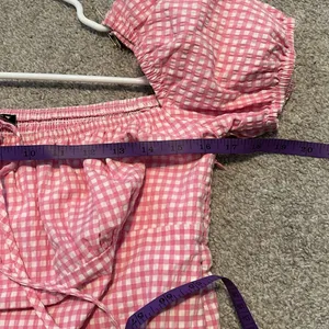 ZARA PINK GINGHAM DRESS size large thumbnail 5