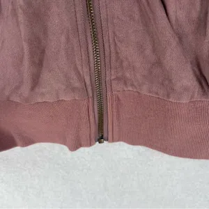 On The Road Mauve Pink Faux Suede Lace Up Zip Front‎ Bomber Jacket thumbnail 6