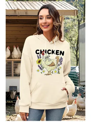 NEW Chicken Sweatshirt Chicken Mom Farm Shirt Lightweight Hoodie L thumbnail 4