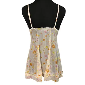 Ilusion Ruffle Bust‎ 70s Floral Babydoll Slip Night Dress Adjustable Straps Med thumbnail 2