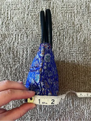 Vintage Y2K Blue Brocade mini Bag with Floral Jacquard thumbnail 5