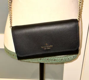 Kate Spade New York Darcy Chain Wallet Crossbody in black. thumbnail 2