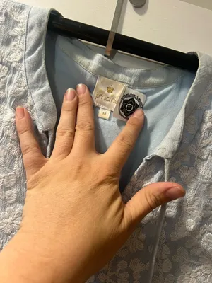 Light Blue Lace Yoke Peasant Top - Brand:J. Marie thumbnail 4