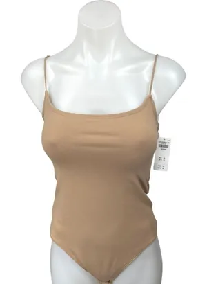 NEW Abercrombie & Fitch Tan Stretch Cami Camisole Tank Bodysuit Top Size M thumbnail 1