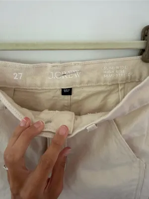 J. Crew High-Rise slim-Wide-Leg semi- stretch Jeans in Cream thumbnail 5