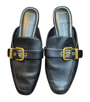 Dolce‎ Vita Shoes Womens Size 8 Black Leather Buckle Loafer Mules Slip On Casual thumbnail 1
