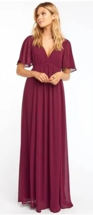 NWT Show Me Your Mumu Emily Empire Merlot Chiffon Maxi Dress Large thumbnail 1