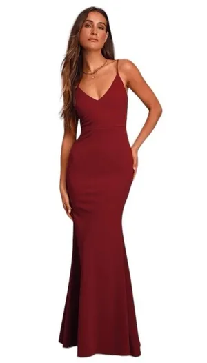 Lulus - Infinite Glory Wine Red Maxi Dress Sz L thumbnail 1