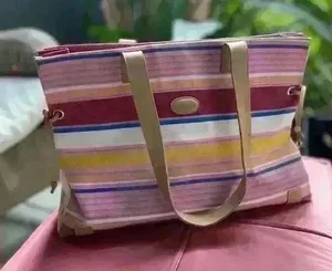 Women’s Multicolor‎ Striped Beach Bag Pink thumbnail 1