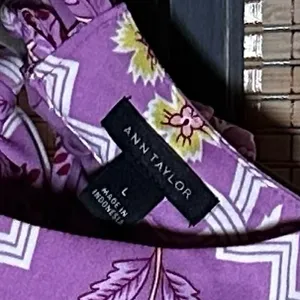 Ann Taylor Lilac Dress with Multicolor Floral Tile Print A-line Halter Dress thumbnail 9