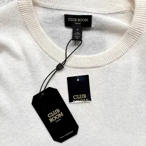 NWT Club Room 100% Cashmere White Short Sleeve Sweater M thumbnail 3