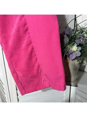 Vintage 90s hot pink pants cotton wide legs high waist 2 pockets sz M thumbnail 6