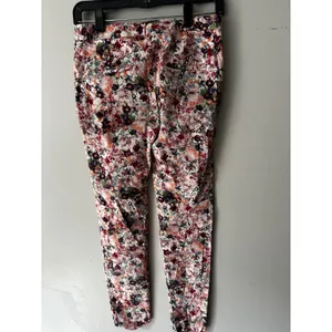 Zara Basic Womens Floral Ankle Trousers Slim Fit Multi Color XS Cotton Blend thumbnail 2