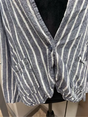Sanctuary Linen Blend Blue White Stripe Blazer Jacket Women's Size Large thumbnail 2