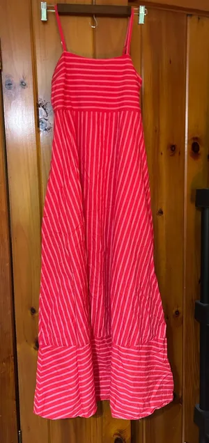 Red & pink stripped maxi dress with pockets thumbnail 1