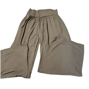 High-waisted, wide-leg palazzo / lounge pants with gather detailing at the waist thumbnail 1