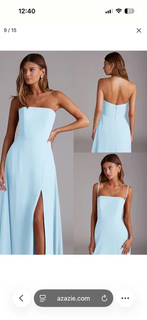 Azazie Wren Chiffon Dress, Sky Blue, NWT thumbnail 2