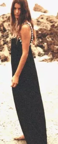 Zara Black Maxi flowing Grecian Dress medium with beaded straps. Never worn‎ thumbnail 1
